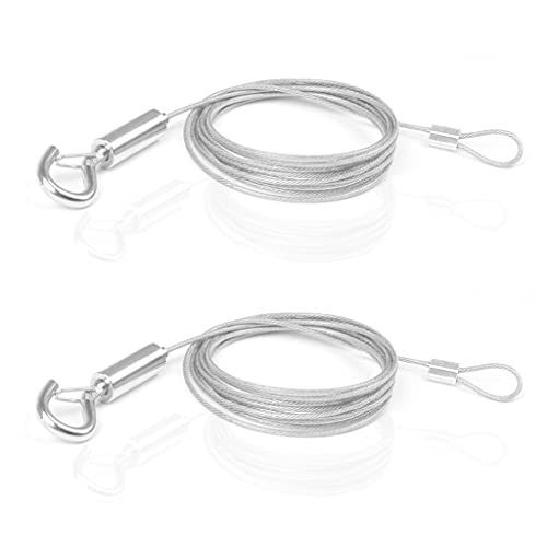 kobeIeen 2 Packs Adjustable Picture Hanging Rope Heavy Duty Stainless Steel Wire with Loop and Hook Hold Up to 20kg / 40lbs