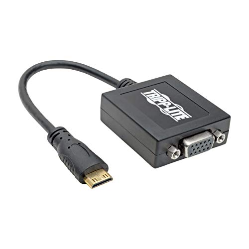 Tripp Lite Adaptateur convertisseur HDMI vers VGA pour Ordinateur Portable Chromebook PC de Bureau, 1920x1080/1080p, M/F (P131-000) Mini-HDMI vers VGA Standard (6) Noir