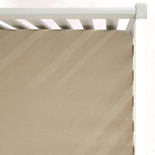 Image of GRSSDER Soft Muslin Crib Sheet 1 Pack, 100% Cotton Crib Sheets with Deep Pocket for Boys and Girls, Fit Standard Crib Mattresses 52" x 28" Safe and Snug, Taupe