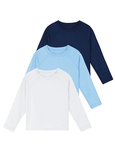 Cooraby 3 Pack Baby Toddler UPF 50+ Long-Sleeve Rashguard Swim Shirt Swimwear Surf Tops Athletic Tee Outdoor for Boys Girls