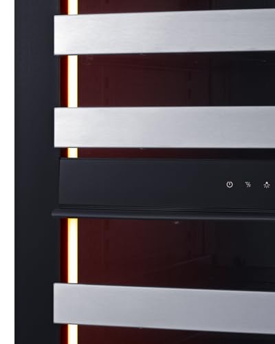 Summit 24"Wine Cellar, 98 Bottle, Shallow Depth, Dual Zone Winecellar, Stainless Steel- SDHWC98LHD on Fridge.com
