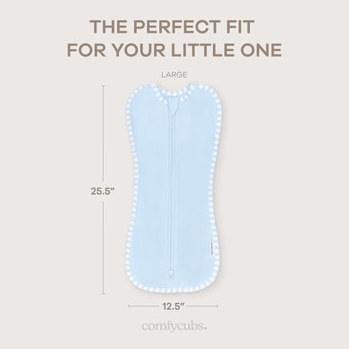 Comfy Cubs Swaddle Blanket Baby Girl Boy Easy Zipper Wrap 2 Pack Newborn Infant Sleep Sack (Large 3-6 Months, Blue)