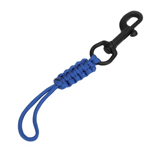 VGEBY Diving Lanyard, Stainless Steel Professional Diving Lanyard Hand Woven Coiled Lanyard with Metal Single Hook for BCD Equipment (Jewel Blue)