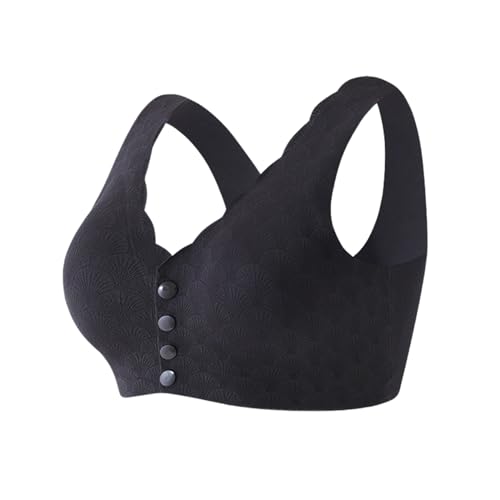 Sujetador de garganta para mujer sin armadura de microfibra superior soporte de garganta deportiva de encaje push up de gran tamaño con tirantes ajustables sujetadores de garganta, El negro-c