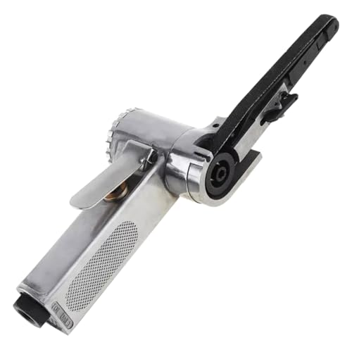 Lijadora neumática ajustable de 3/8 pulgadas de ancho, incluye abrasivos P60 P80 P120 aptos para pulido de madera y metal, lijadora de banda industrial para desbarbar superficies de metal