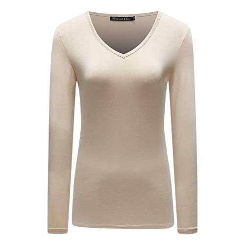 OThread & Co. Women's Long Sleeve T-Shirt V-Neck Basic Layer