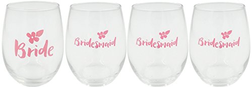 Bride & Bridesmaid Stemless Wine Glasses | Bachelorette Party Decoration/Gift #TOP3