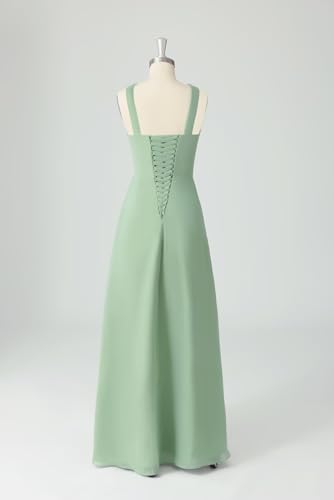 Spaghetti Straps Bridesmaid Dresses with Slit Ruched Long Formal Wedding Guest Dress2