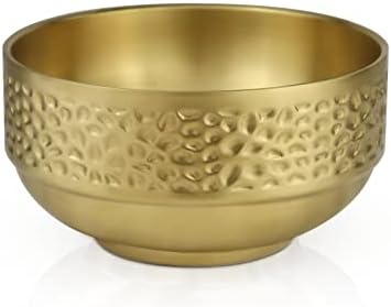 Stainless Steel Bowl, 25 Oz Double-Walled Insulated Soup Bowls, Gold Cereal Salad Bowls, Metal Mixing Bowls for Serving Fruit Rice Dessert Ice cream Kitchen (1 PC)