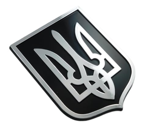 PLNP-UBC Ukraine Trident Tryzub Black Chrome Plastic car Emblem Decal Sticker Crest UBC