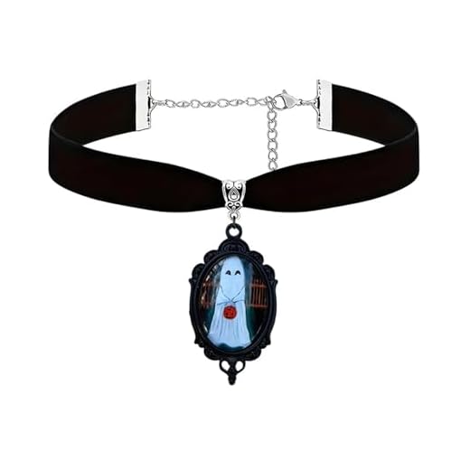 Dreuyet Colar de veludo feminino Ghost Cameo Gargantilha Gargantilha Gargantilha Gótica Vintage Cristal Místico Vitoriana Boo Abóbora Estilo Punk Joias Fantasia de Halloween, Middle, Vidro Cristal