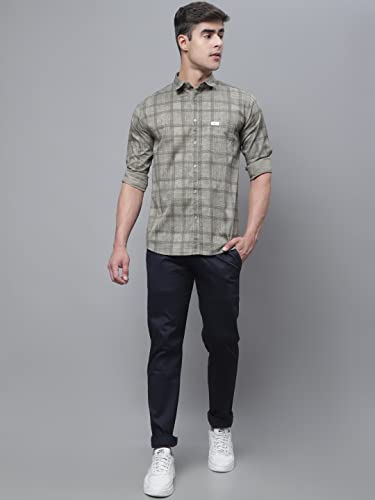 Image of Majestic Man Cotton Checkered Slim Fit Casual Shirt For Men