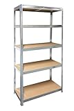 Schulte Schwerlastregal mit 5 MDF Böden, 180x90x40 cm (HxBxT), Traglast pro Ebene 175 Kg, verzinkt, Lagerregal, Kellerregal, Werkstattregal, Steckregal
