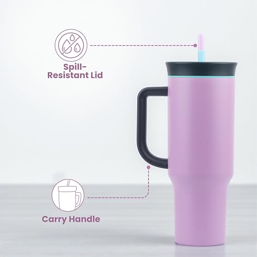 Image of Tumbler with lid and Straw 1200ML Cup Stainless Steel Vacuum Insulated Tumbler for Water, Iced Tea or Coffee 1.2L Office Gym Travelling (Purple Black)