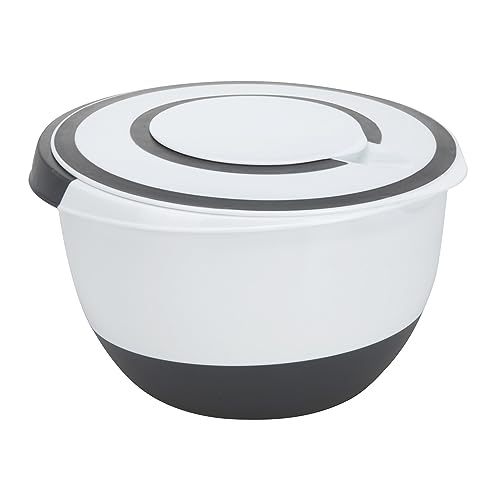 Mojawo Bol mélangeur, bol mélangeur, protection anti-éclaboussures, ouverture de mélange, boîte de conservation alimentaire, fond arrêt, couvercle en plastique, 5 l
