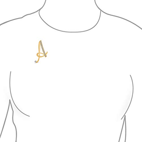 Image of Bling Jewelry Large Statement ABC Pave Crystal Cursive Script Monogram Letters Alphabet Initial Scarf Lapel Pin Brooch For Teen Women Rose, Yellow Gold Silver Plated