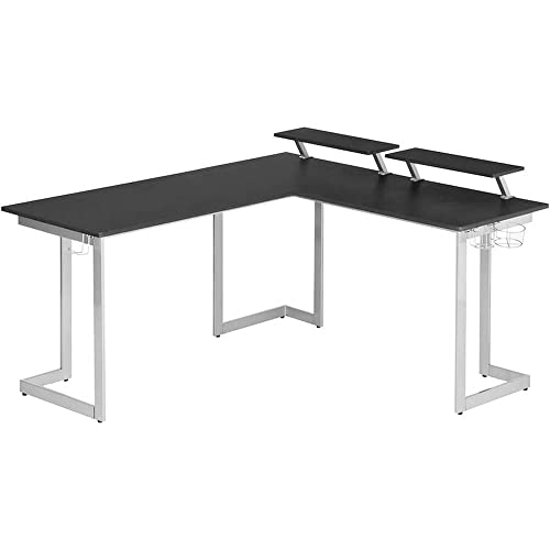 Techni Sport Warrior L-Shaped Gaming Desk With Mdf Panel, Computer Desk With Scratch Rust Resistance Steel Frame, Black #TOP12