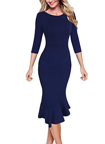 Image of VFSHOW Womens Vintage Elegant Cocktail Party Bodycon Pencil Mermaid Midi Mid-Calf Dress