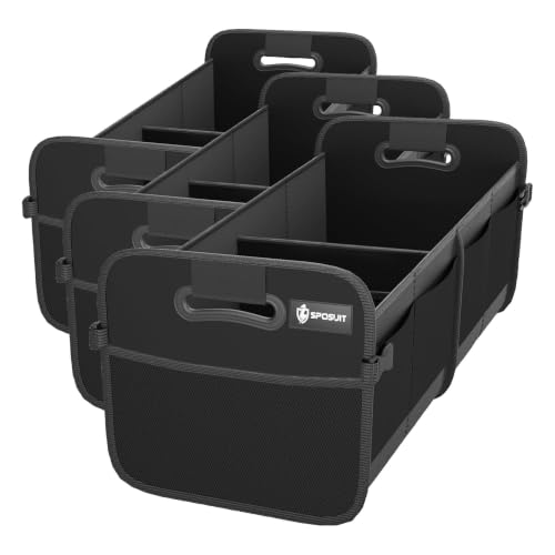 Image of Sposuit Trunk Organizer for Car - 70L Collapsible Car Storage with 11 Pockets & Reinforced Handles, SUV Trunk Organizers for Grocery Cargo(Black) (Pack of 3)