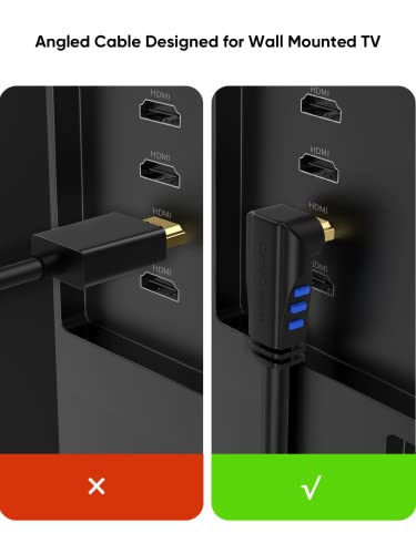 HDMI Cable, CableCreation 3 Feet Right Angle 90 Degree Down 4K HDMI Cable with Gold Plated Connector, Support 4K@60Hz Ultra HD, 3D Video, Ethernet, Audio Return Channel, Black