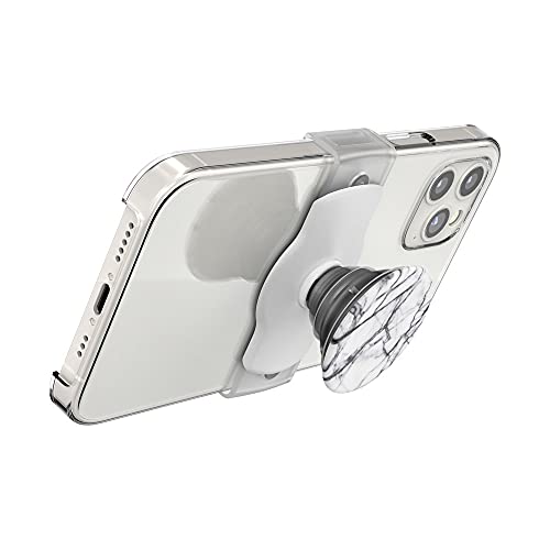 PopSockets Phone Grip Slide for Phones and Cases, Sliding Phone Grip with Expanding Kickstand - White Dove Marble
