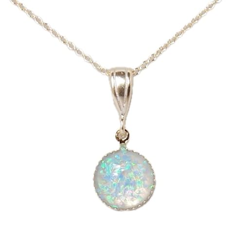 [スズメの国　装身具] ネックレス 京都オパール 日本製 青色 ブルー シンプル かわいい 遊色 華奢 (ゴールドカラー)