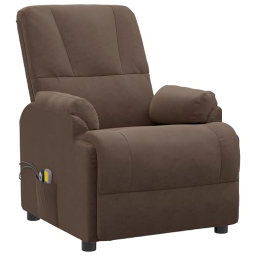 Tidyard Massagesessel mit Aufstehhilfe Braun Wildleder-Optik, Armlehnensessel Relaxsessel TV-Sessel Fernsehsessel für Wohnzimmer Schlafzimmer3093183 – Bild 5