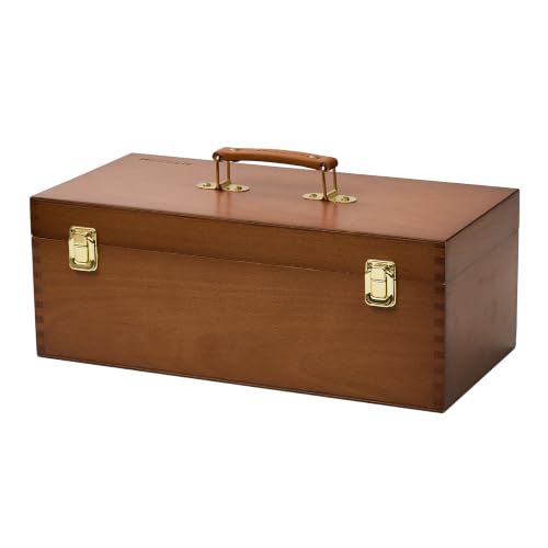 Image of MEEDEN Large Wooden Tool Storage Box: Portable Art Supply with Handle | Beech Wood Art Supply Case - Built-in Removable Tray & Compartments Toolbox Case for Artists and DIY Craft Sewing Supplies