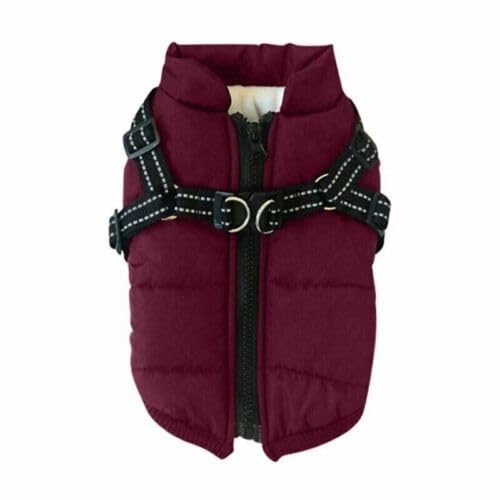 Pet Padded Warm Vest Dog Winter Jacket Waterproof Cold Weather Coats with Harness Built in,2 in 1 Dog Vest With Chest Strap Zipper For Small Medium Large Dogs