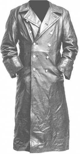 Maiyifu-GJ Men's Leather Trench Coat Full Length Vintage Faux Leather Jackets Overcoat Fashion Motorcycle Long Jacket3