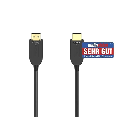 Hama HDMI Kabel High Speed 3m lang 8K (HDMI Cable, 4K @ 120 Hz, 8K @ 60 Hz, 48 Gbps, Monitorkabel optisch, HD Bildschirmkabel mit eARC, Ethernet, HDR, voll geschirmt, Knickschutz, vergoldete Stecker)