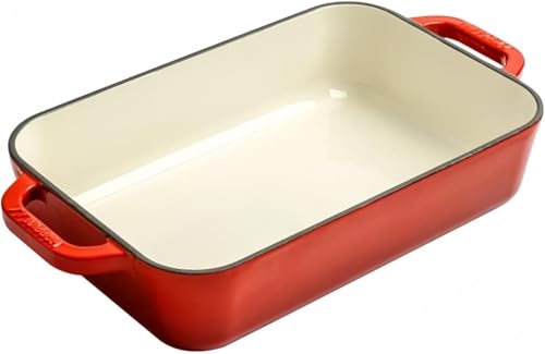 Riuuyyi グラタン皿耐熱皿ノンスティック鍋サラダ皿パスタ皿グリル魚皿オーブン皿長い皿電子レンジ食器洗い機オーブン用多機能皿一人用家庭用商業用 (レッド)