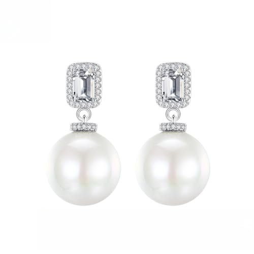 Boucles d'oreilles perles de moissanite pendantes en or 14 carats bijoux design femme