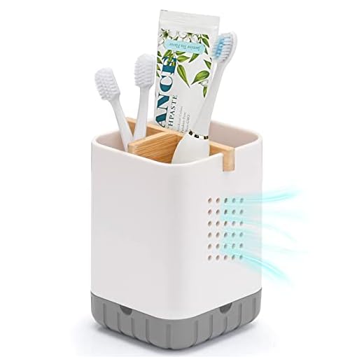 Boperzi Toothbrush and Toothpaste Holder with Bamboo Divider for Bathroom Countertop Organizer, Plastic Detachable Anti-Slip Large Electric Toothbrush Holders Storage Caddy Drainage for Family, Kids