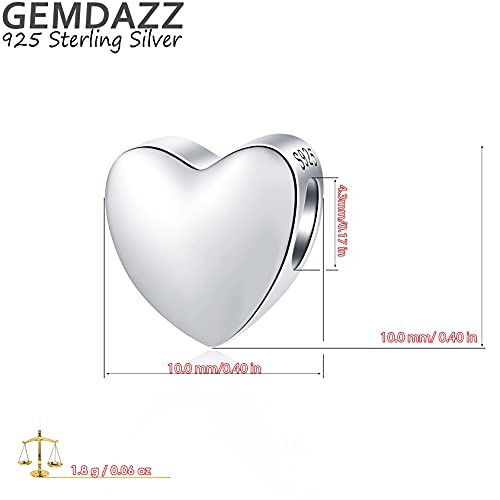 GEMDAZZ Valentines Seires Heart and Star Charm Fit European Bracelet, 925 Sterling Silver Crystal Love Heart Beads, Gift for Mother/Wife/Lover/Christmas2