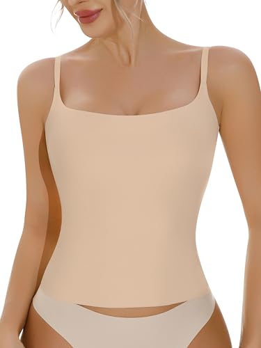 Artdear Women's Square Neck Tank Top Basic Spaghetti Straps Camisole Sexy Summer Cami Crop Tops Air Touch Fabric