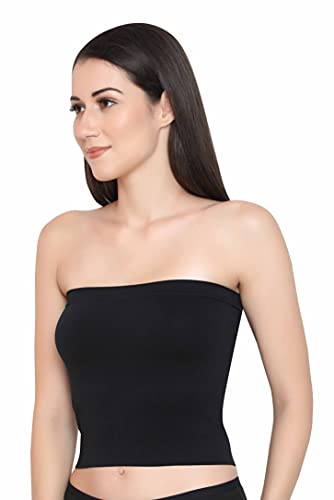 GLAMORAS Women Nylon Spandex Non Padded Non Wired Comfort Fit Seamless Strapless Stretchable Crop Top Long Bandeau Tube Top Inner Camisole - Free Size - Image 2