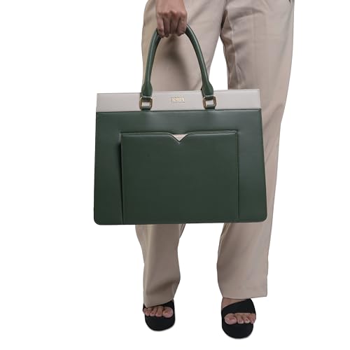 Image of HORRA 13 Inch Laptop Bag For Women Office use with Padded Laptop Compartment and Extra Pouch | Laptop Tote Handbag for Work| For College| Vegan Leather Handbag | Daily & Travel Use