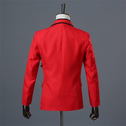 Mens 2 Pieces Luxury Embroidered Suits Wedding Elegant Dress Suit 1 Button Print Dinner Blazer Jacket Pants (Red,X-Large)3