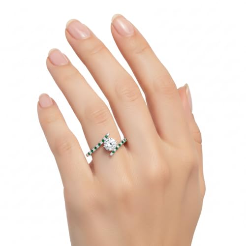 Image of Choose Your Gemstone Bypass Modern Round Diamond CZ Ring 925 Sterling Silver Round Shape Side Stone Engagement Rings Lightweight Office Wear Everyday Gift Jewelry US Size 4 to 12