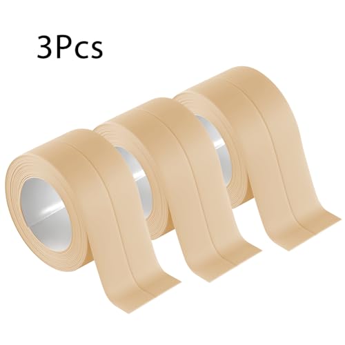 Image of 3 Rolls Caulk Tape Waterproof Sealing Self Adhesive, Caulking Sealant Strip for Bathroom Toilet Kitchen with Sealing Tool