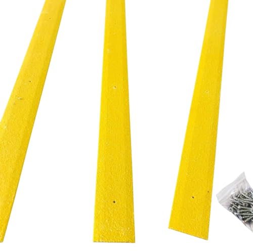 Image of GreenTec GRP Anti Slip Decking Strip – Heavy Duty Non Slip Safety Tread for Decking, Outdoor Steps, Stairs & Ramps – Multiple Sizes & Colours (10, Yellow, 1200mm x 50mm x 3mm)