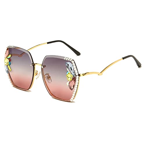 willochra Oversized Rimless Sunglasses Women Clear Lens Eyewear Large Sunglasses Gradient Lens Diamond Sunglasses3