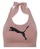 PUMA Women's Seamless Halter Sports Bra (Natural, Large)