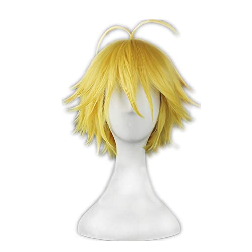 Cosplaza Cosplay Wig Short Yellow & Golden Hair With Pre-Styled Ahoge Cool Male Anime Performance Wigs #TOP22
