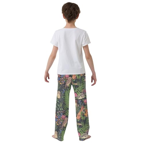 Fox Owl Hedgehog Boys Long Pants Soft Trousers Elastic Waist Kids Lounge Bottoms with Pockets S-XL3