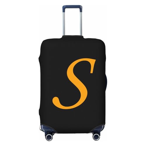 Black Golden Letter S Luggage Cover Washable Elastic Suitcase Cover Anti-Scratch Travel Luggage Protector Covers for Kids Adult L fits 25-28 inch Suitcase