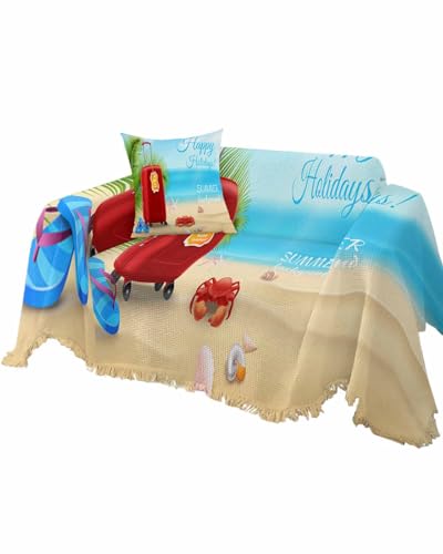 Sofa Cover Happy Holidays Red Suitcase Couch Covers for 3