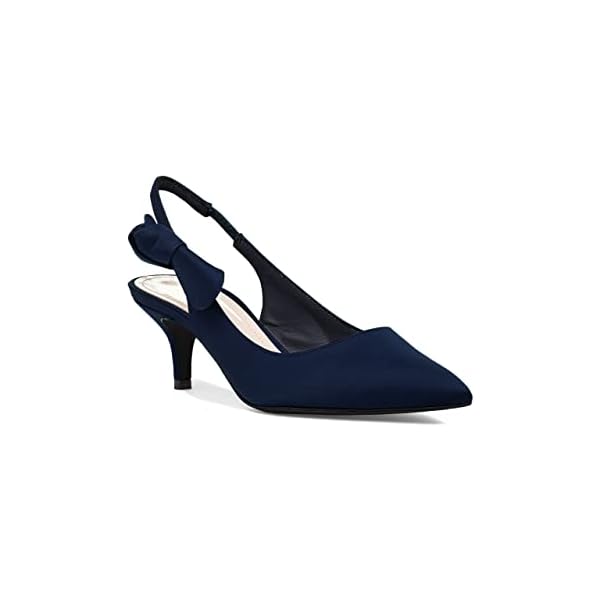Guayonng Women Slingback Kitten Heels Pumps Bowknot Pointed Toe Backless Low Heeled Party Wedding Dress Shoes