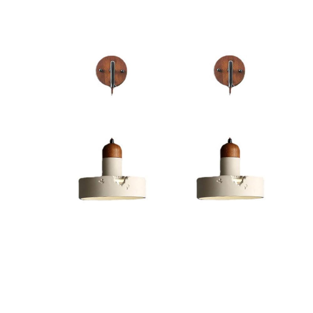 SXSCARKX 2-Packs Creative Vintage Concrete E27 Wall Lights Japanese Wabi-sabi Cream Wind Solid Wood Sconces Scandinavian Bedroom Bedside Living Room Study Decorative Rustic Lamps